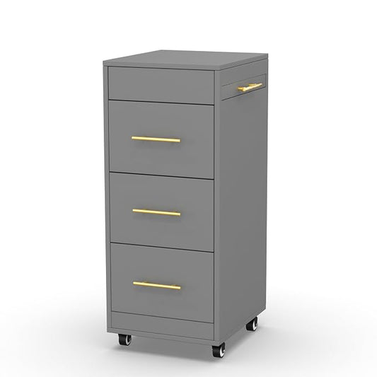 Salon Trolley Cart with Wheels, 3-Drawer Rolling Hair Styling Station, Mobile Beauty Trolley with Hot Tools Holder, Storage for Salon, Barbershop, Spa & Tattoo, Grey