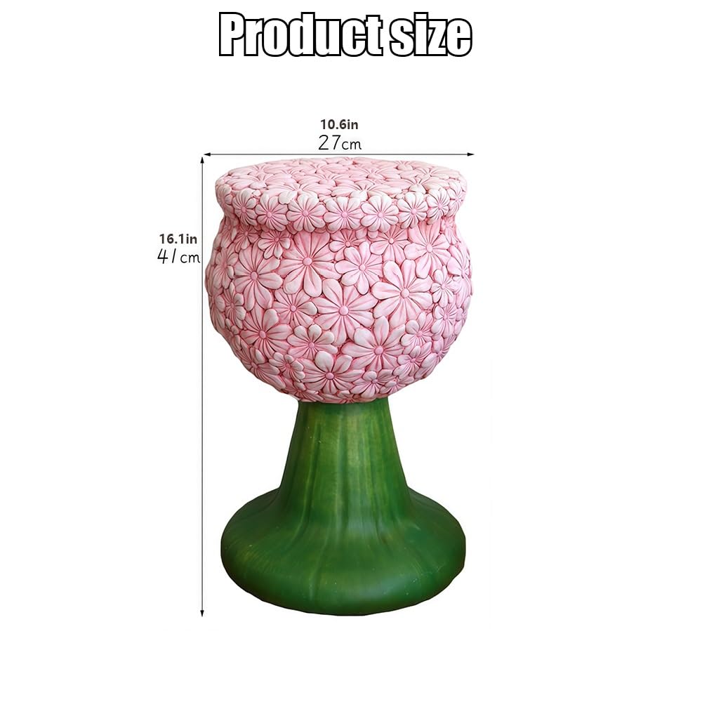 Tpbanrnge Decorative Flower Pedestal Plant Stand, Outdoor Garden Plant Rack, Accent Stool Chair for Patio, Balcony, Yard or Entryway(Pink)
