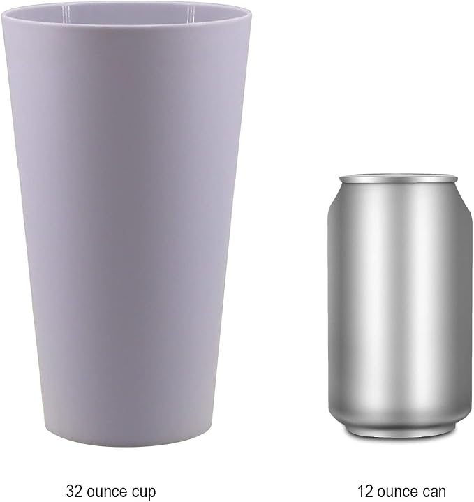 AOYITE 32 ounce Reusable Plastic Tumblers Set, BPA-Free and Dishwasher Safe Drinking Cups, Kids Glasses Set of 12 in 6 Assorted Colors For Indoor Outdoor Use