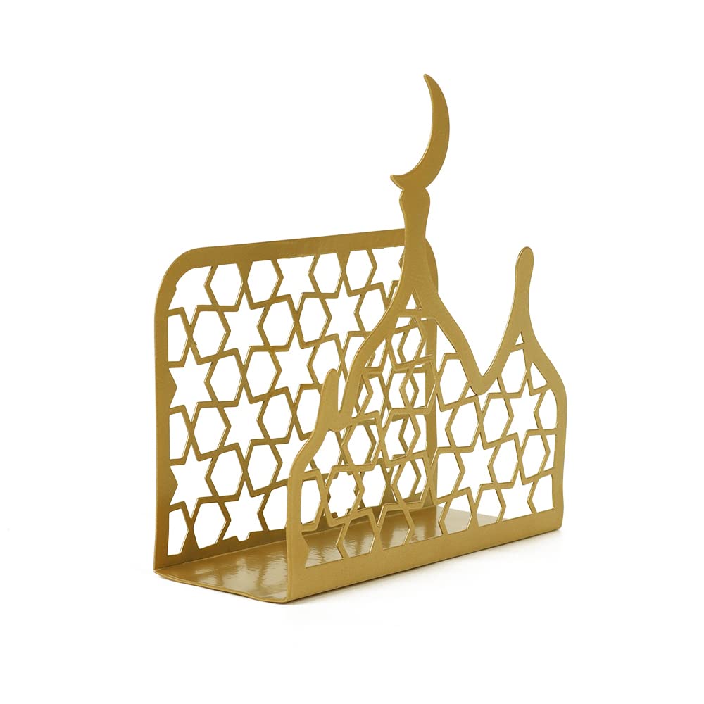 PTYQU Eid Mubarak Decorations,Ramadan Kareem Paper Towel Holder Metal Paper Napkin Tissue Table Decor for Ramadan Gifts