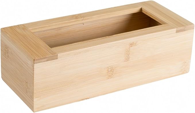 Lipper International Bamboo Storage Bag Organizer Holder and Dispenser for Kitchen Drawer or Countertop, Quart Size