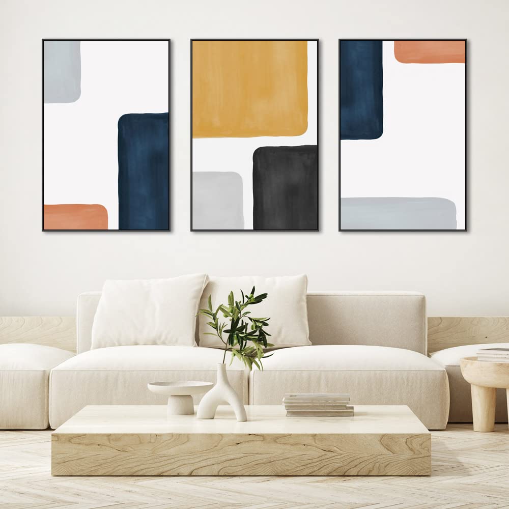 Wall Art Framed Wall Art Modern Abstract Canvas Wall Art 3 Piece Set Of Painted Prints Boho Style For Living Room Bathroom Kitchen Office Wall Decor Canvas Artwork (black 24" X 32"X 3 pieces)…