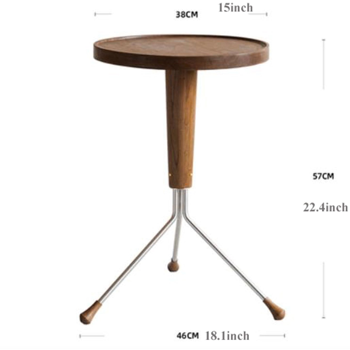 HYgloF end Tables Small Round End Table for Small Spaces, Wood Side Table Plant Stand with Metal Legs, Couch Side Table Accent Table for Living Room, Entryway, Bedroom Coffee Table(Dark Brown)