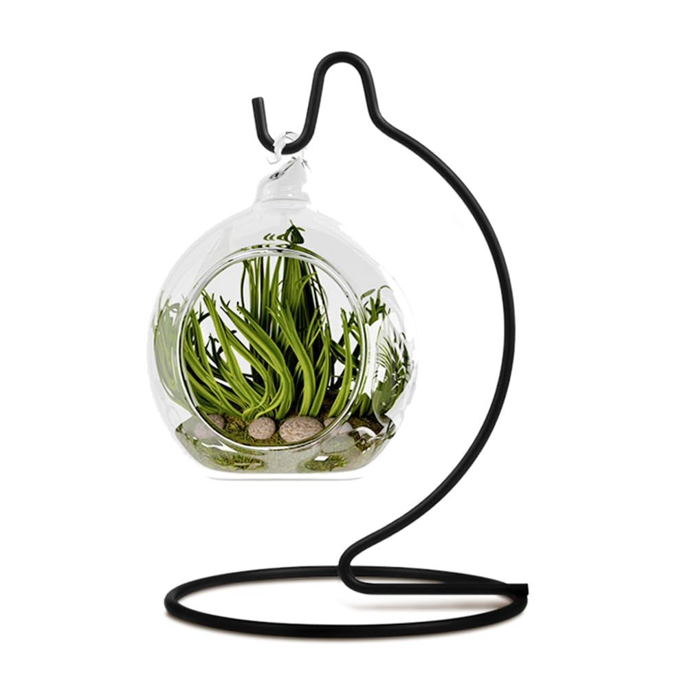 Fosinz 5 Inch Cute Ornament Display Stand, Black Ornament Hanger Stand for Hanging Glass Globe, Air Plant Terrarium, Witch Ball, Christmas Ornament and Home Wedding Decoration (1, 6.3x3.5 Black)