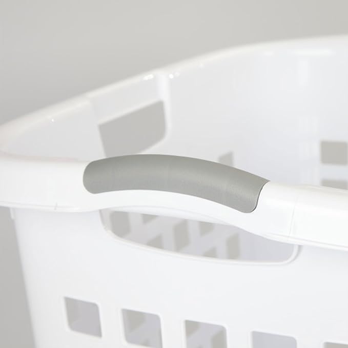 Sterilite Ultra Easy Carry Laundry Hamper, Comfort Handles to Easily Carry Clothes Between the Bedroom and Laundry Room, Plastic, White, 8-Pack