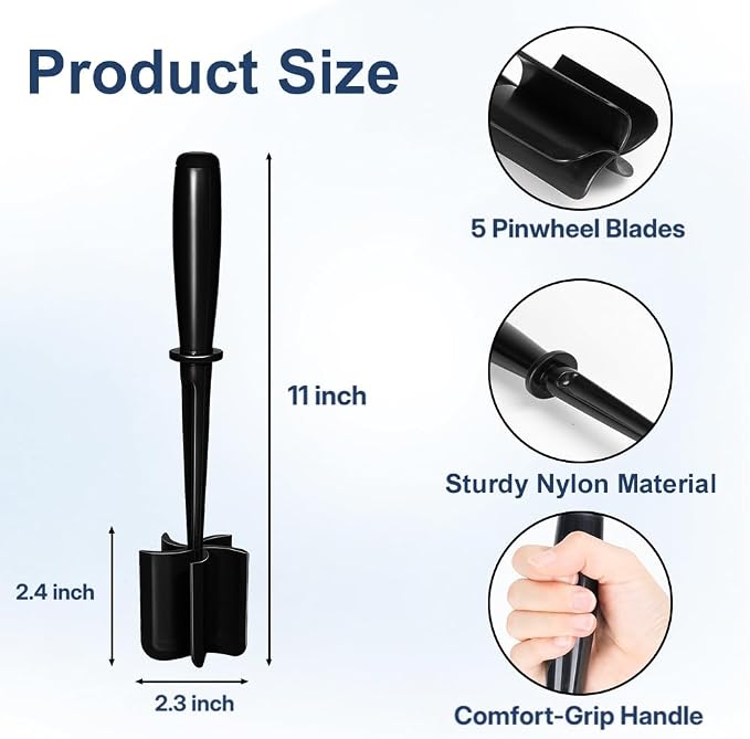 Meat Chopper, Premium Heat Resistant Meat Masher, 5 Blades Ground Beef Masher, Non Stick Hamburger Smasher, Nylon Potato Masher, Dishwasher Safe, Black