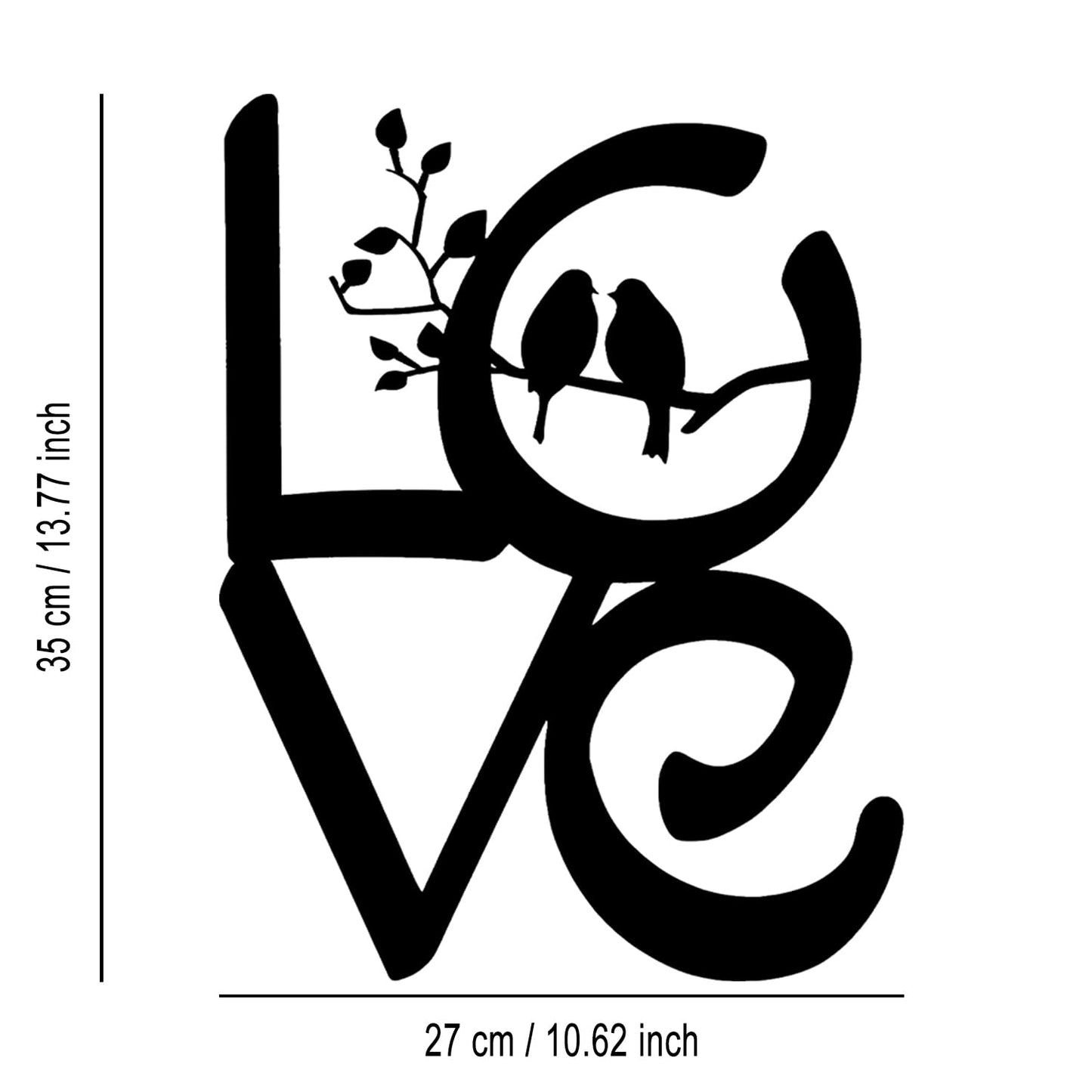 LIYOUYA LOVE Tree Couple Bird Metal Wall Decor - Love Art Room Decor Black Wall Art Home Decor for Living Room, Bathroom, Bedroom, Dining Room (Black)