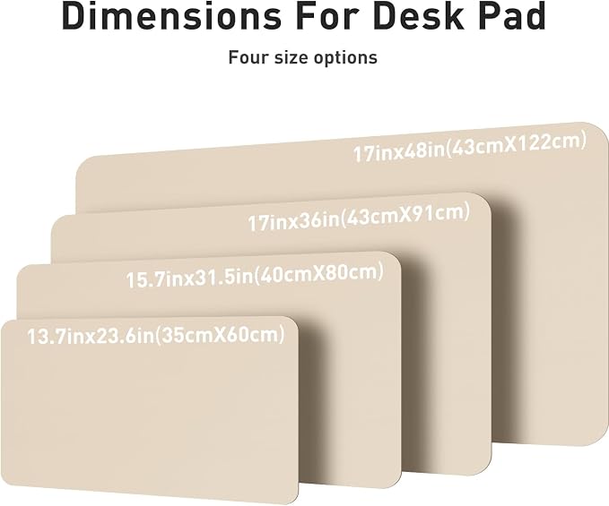 Aothia Leather Desk Pad Protector, Office Desk Mat, Large Mouse Pad, Non-Slip PU Leather Desk Blotter, Laptop Desk Pad, Waterproof Desk Writing Pad for Office and Home (48"x17", Beige)
