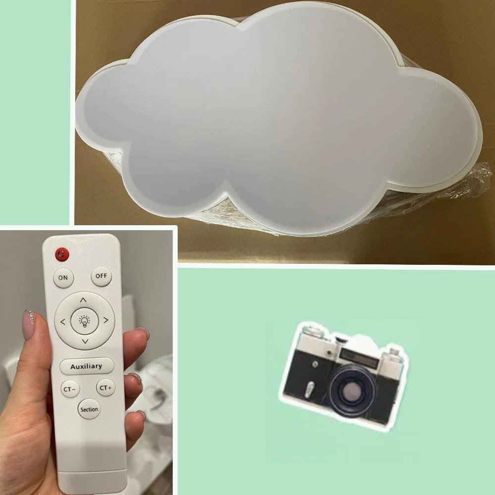 DELIPUSHI Cloud Lights for Ceiling White 26" 54w Close to Ceiling Light Fixtures with Remote Cloud Shaped Led Ceiling Lamp Flush Mount Lighting Fixture for Girls Children's Room/Kindergarten