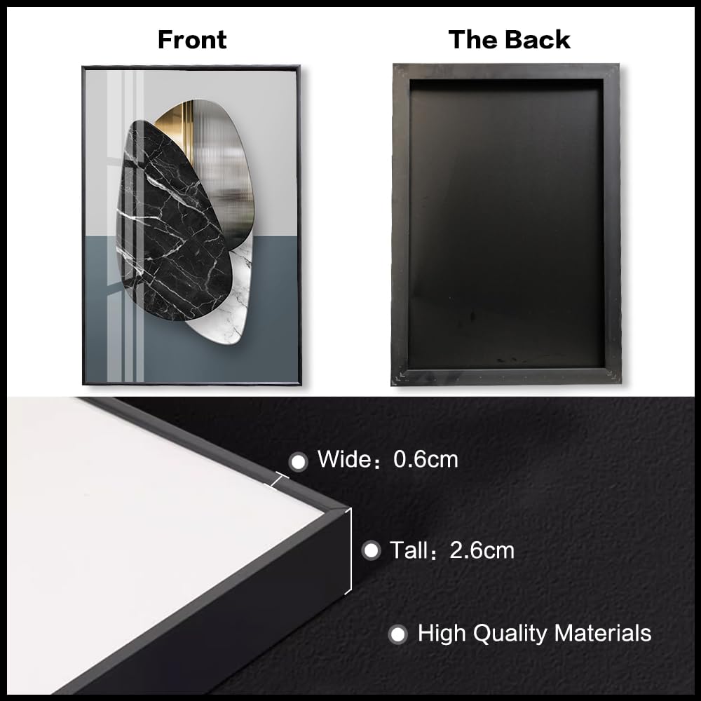 QKF 3 Pieces Modern Funky Wall Art For Living Room Geometry For Home Decoration Pictures Dark On Abstract Canvas Print Paintings Bedroom Bathroom Office Posters & Prints (Medium Size 16x24inch)
