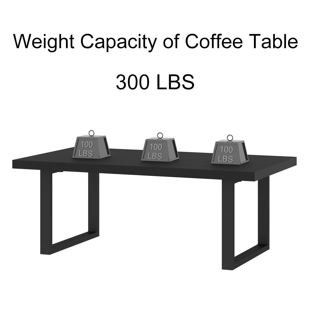 IBF Modern Black Coffee Table, Minimalist Industrial Wooden Center Table, Simple Farmhouse Rectangle Living Room Table, Wood and Metal Cocktail Coffee Table for Home Bedroom Office, Black Oak, 47 Inch