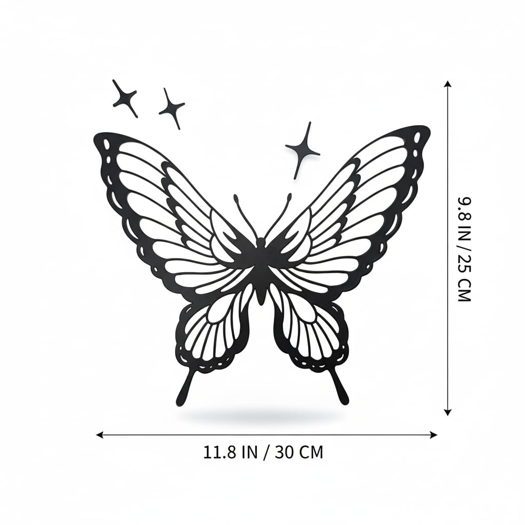 Aimto Metal Butterfly Wall Art Decor,Boho Home Decor Hanging Appearance for Bedroom Living Room Wall (9 Inch black Set of 1)