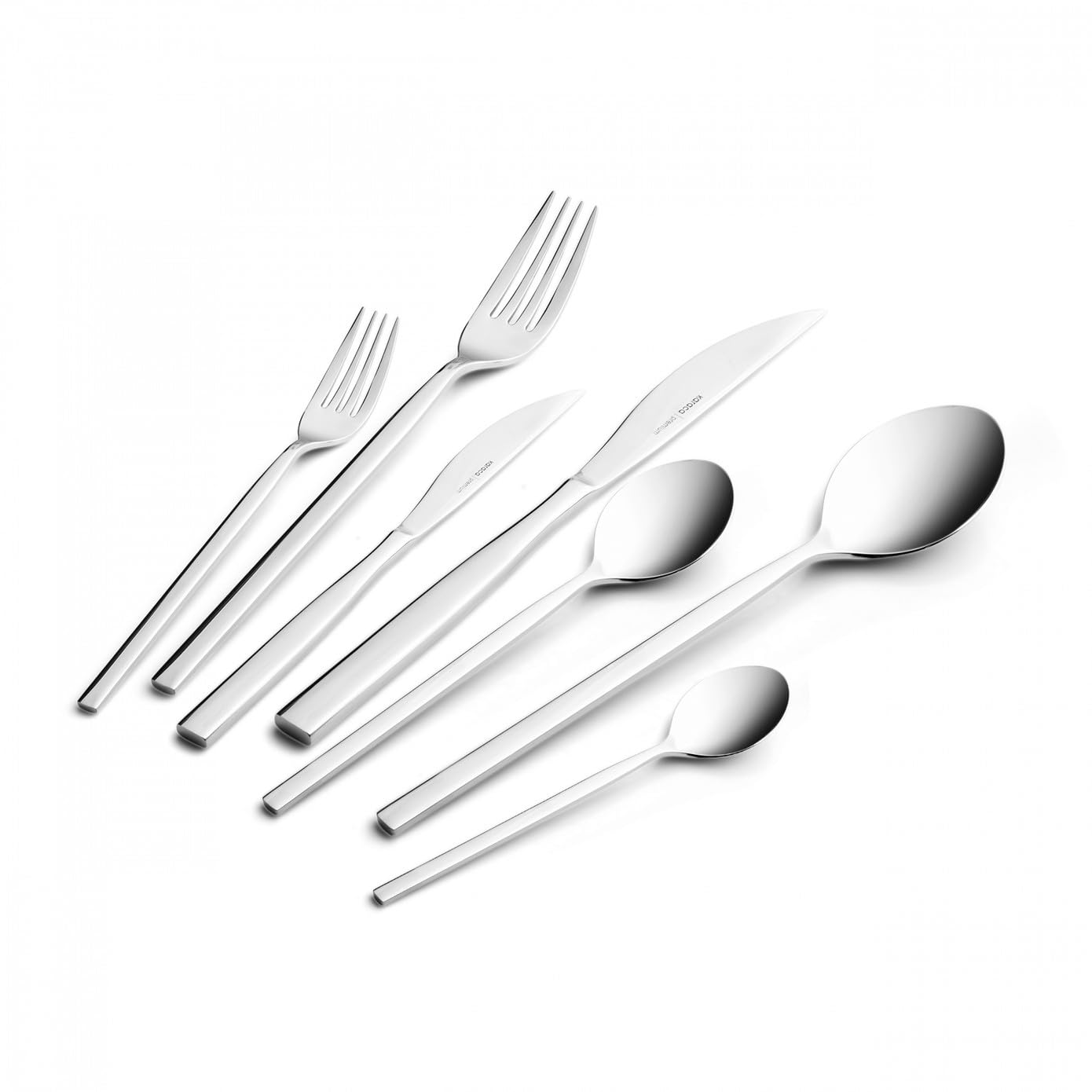 Karaca Carmelo 91 Piece Cutlery Set for 12 People – 18/10 Stainless Steel Flatware Set, Platinum Finish, Luxury Dinner Cutlery with Serving Utensils