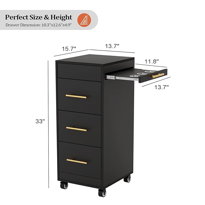 Salon Trolley Cart with Wheels, 3-Drawer Rolling Hair Styling Station, Mobile Beauty Trolley with Hot Tools Holder, Storage for Salon, Barbershop, Spa & Tattoo, Black
