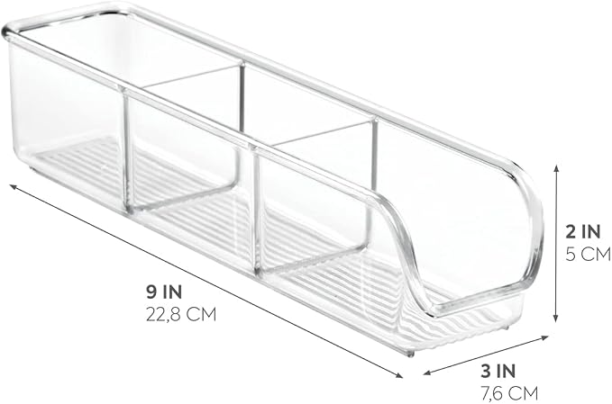 iDesign Plastic Packet Organizer Kitchen Storage Containers for Sugar, Salt, Pepper, Sweeteners, Tea Bags, Spices, The Linus Collection, 1 Count (Pack of 2), Clear
