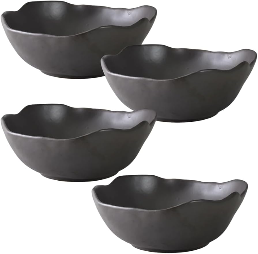 Serene Spaces Living Ceramic Collection of Plates, Bowls, Vases- Dinnerware, Centerpiece for Vintage Weddings, Events (Black - XXL - Pack of 4)