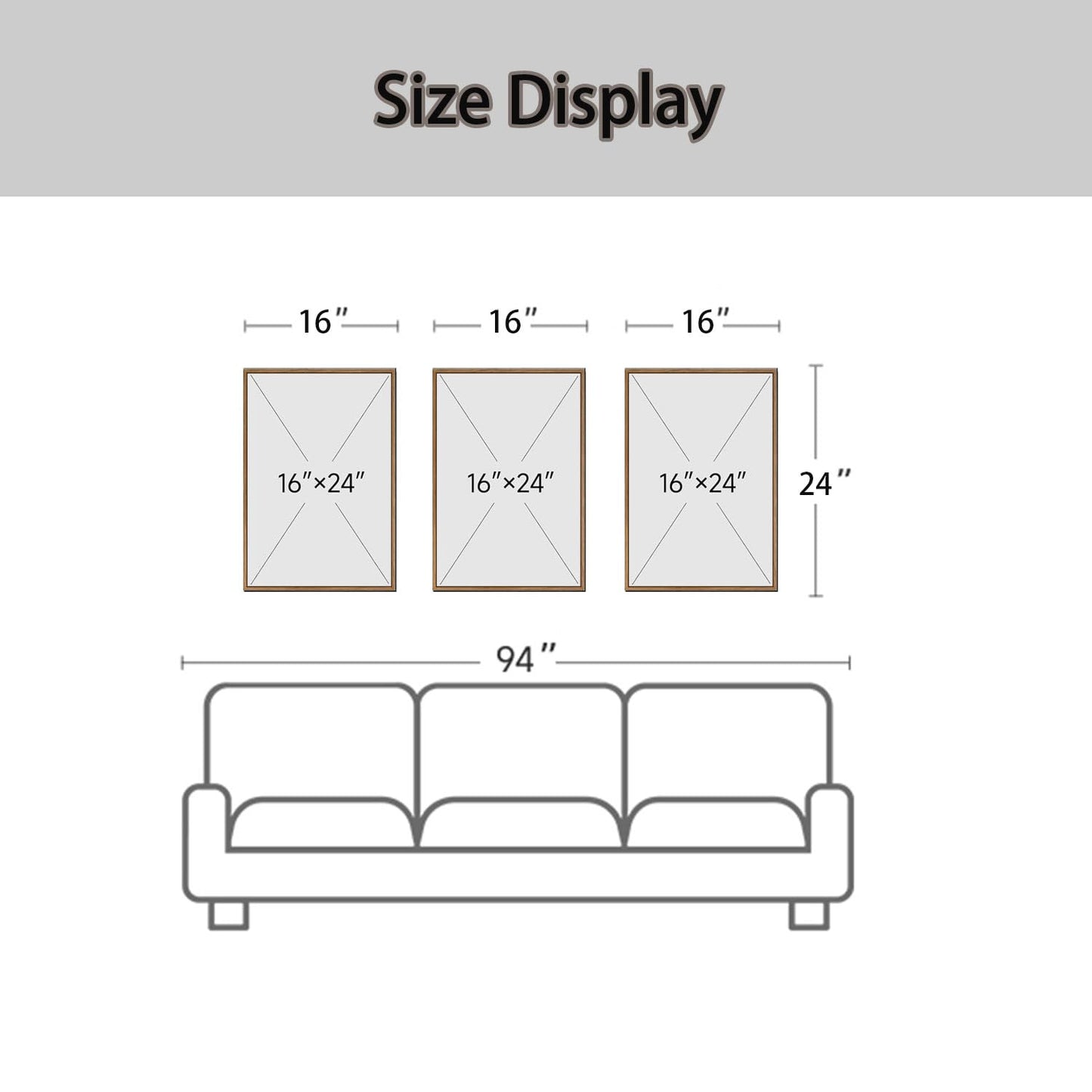 KISSFOX 3 Piece Framed Wall Art Abstract Wall Decor Black Gold Pictures Modern Canvas Art Large Luxury Paintings Artwork For Living Room Bedroom Office