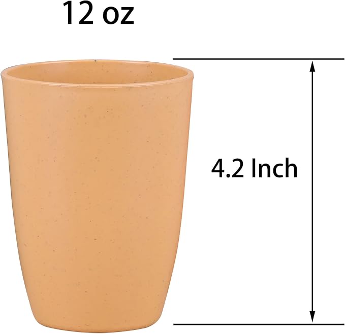 Wheat Straw Unbreakable Cup - 12 oz Reusable Drinking Glasses Sets for Kitchen, Home - Dishwasher Safe Tumbler - BPA Free & Eco-Friendly (12Pcs/6Color)
