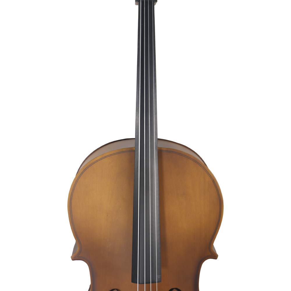 LYKOS 4/4 Acoustic Cello + Case + Bow + Rosin Wood Color Beautiful Varnish Finishing (Matte Golden)