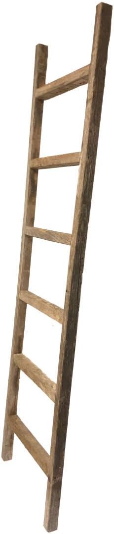 BARNWOODUSA Rustic Farmhouse Decorative Ladder - Our 6 ft Ladder can be Mounted Horizontally or Vertically and is Crafted from Upcycled Wood No Assembly Required Weathered Gray