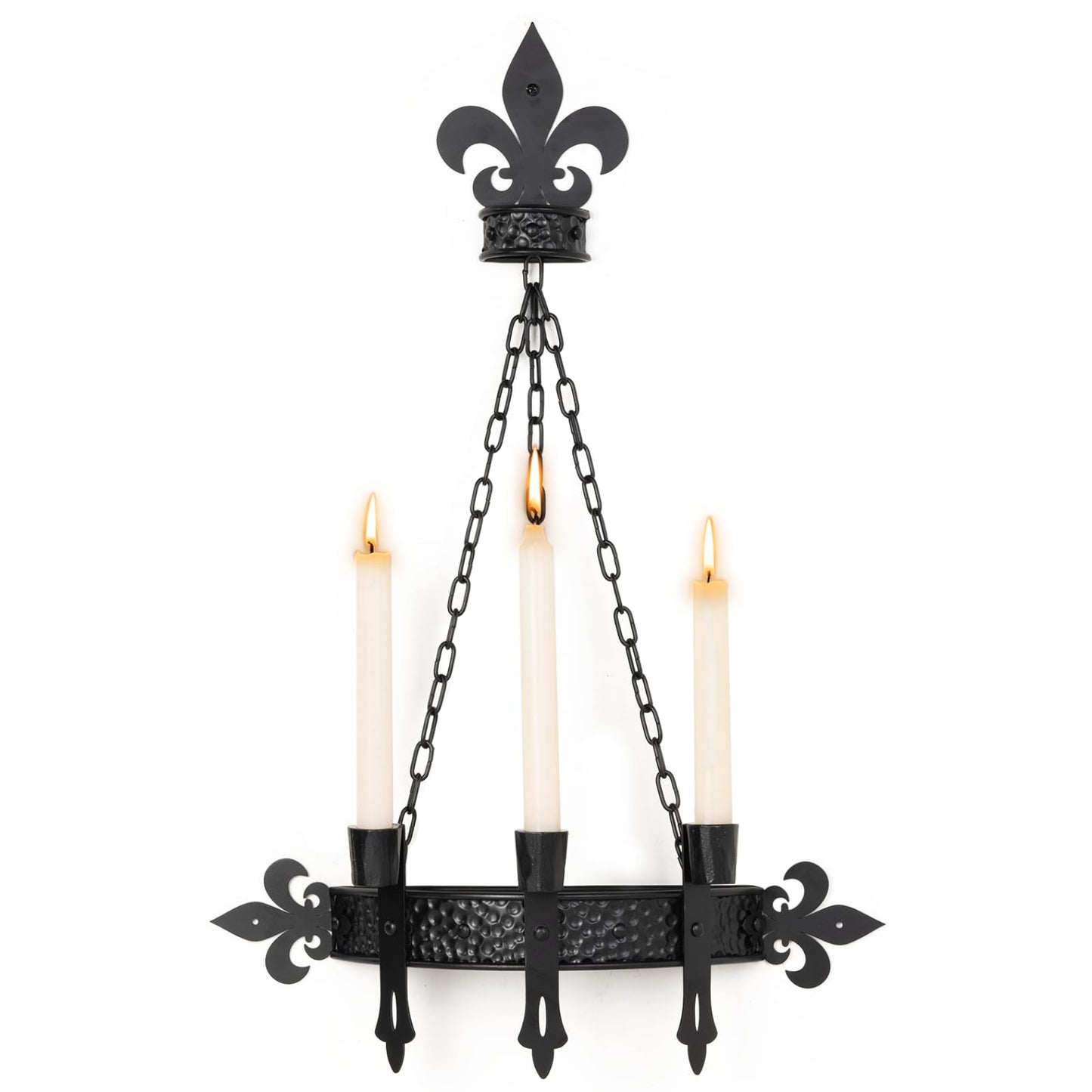 We Moment Black Candle Sconces, 3-Candle Wall Sconces for Taper Candle, Gothic Victorian Candelabra Wall Decor, Rustic Holder for Bathroom, Staircase, Living Room, Dining Room，Set of 1