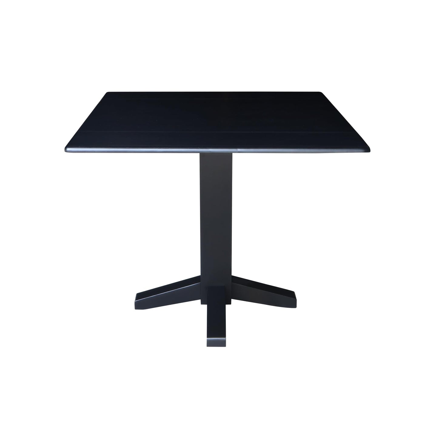 Solid Wood 36" Square Dual Drop Leaf Dining Table, Black