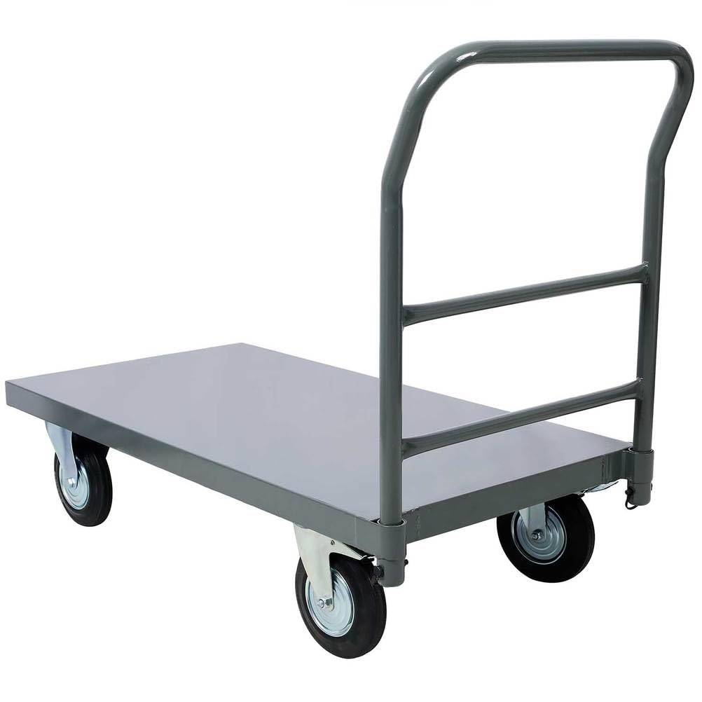 Steel Platform Truck 2000 lbs Capacity, 24x48 Flatbed Hand Truck Dolly Cart with 8" Wheels, Heavy-Duty Utility Cart for Warehouse, Loading Dock, Workshop, Storage,Dark Gray