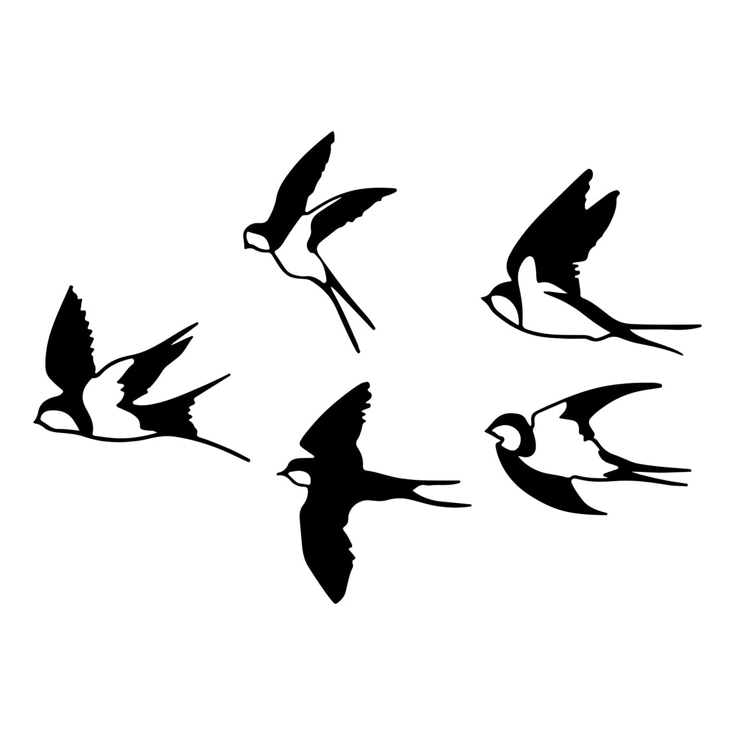 ESTART Birds Metal Wall Decor, 5 Pcs Black Birds Metal Wall Art Outdoor Hanging Decorative Bird Wall Sculpture for Home Kitchen Patio Bedroom Living Room Bathroom Garden