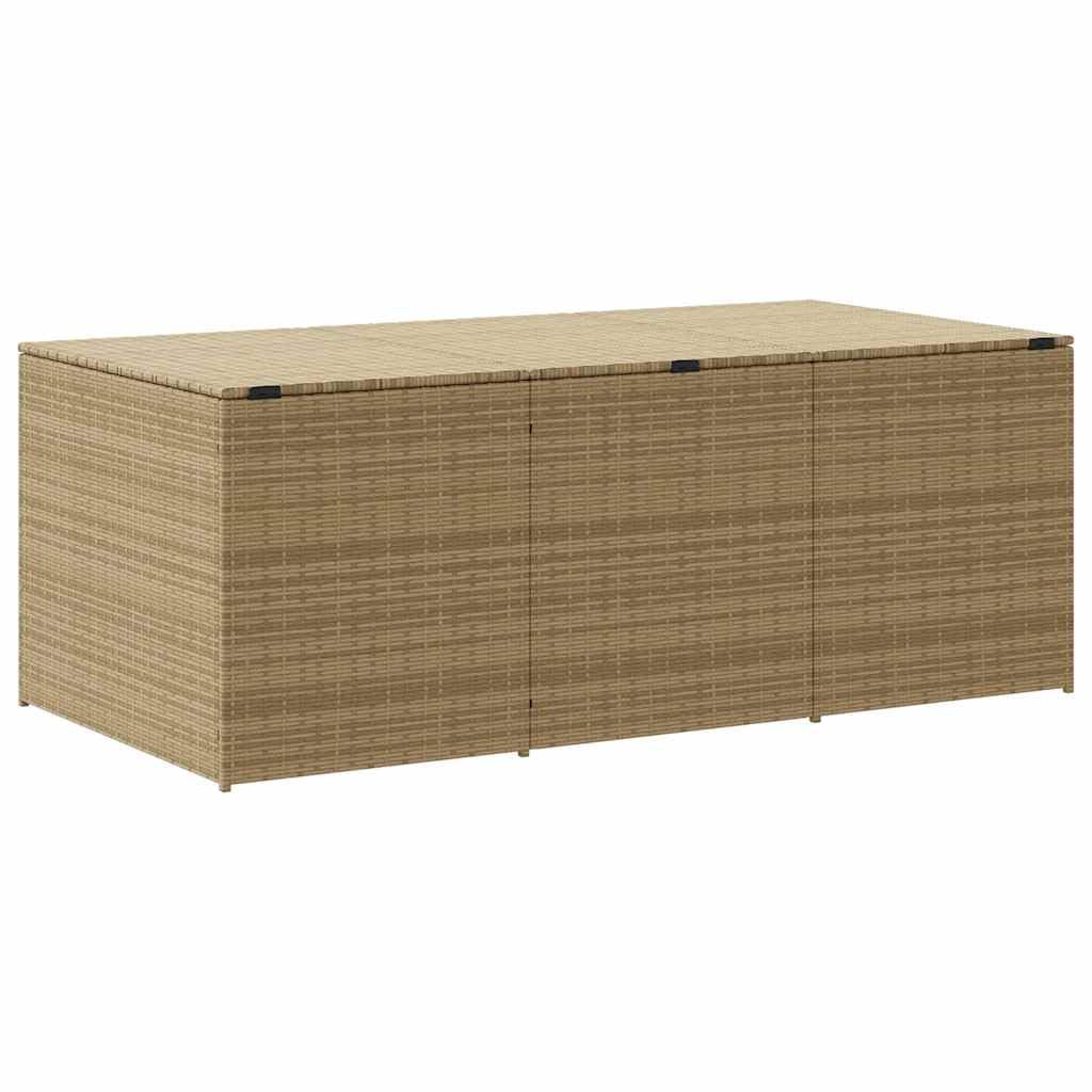 Kalmrek Garden Storage Box 259.9 Gal Poly Rattan Chest with Bag and Gas Springs for Outdoor Patio Yard Porch Deck Storage Bench Organizer