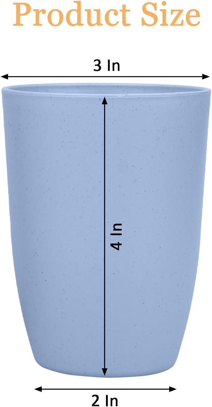 Wheat Straw Cups Set of 4, Reusable Cups, Drinking Cup for Kitchen, Home, Office, and Outdoor Light Blue