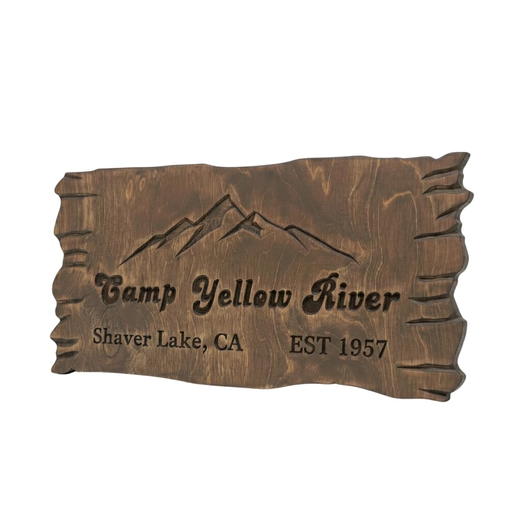 Custom Wooden Name Sign for Outdoors – Personalized Beech Wood Plaque with Live Edge – Engraved Weatherproof Sign for Yard, Cabin, RV, Trailer, Campsite or Tree – Handcrafted Rustic Camping Decor