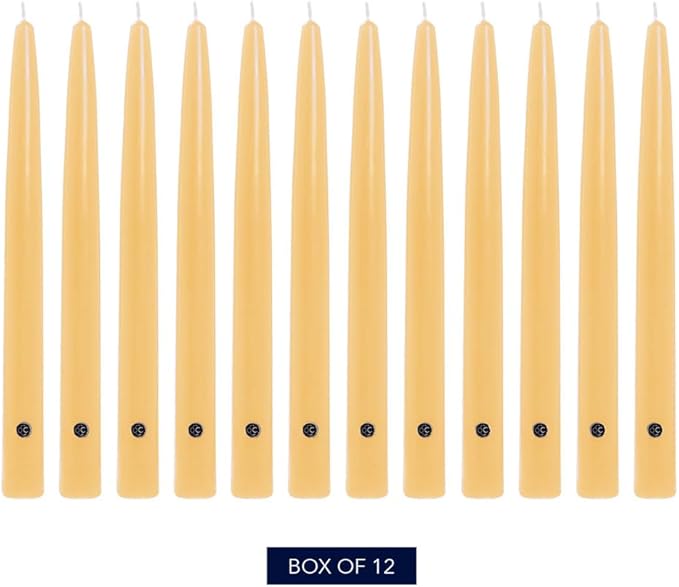 Colonial Candle Unscented Taper Candle, Handipt Collection, Limoncello, 12 in, Pack of 12 - Up to 10 Hours Burn