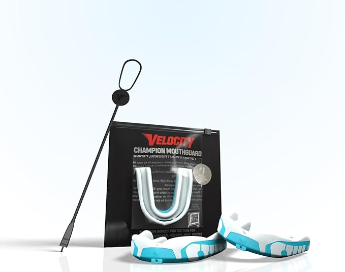 Velocity Champion Junior Mouthguard, 2 Pack, Green & White - for Ages 5 to 10 - Ideal for Lacrosse, Football, Hockey, Basketball, Soccer, Boxing, Martial Arts, Field Hockey, and More