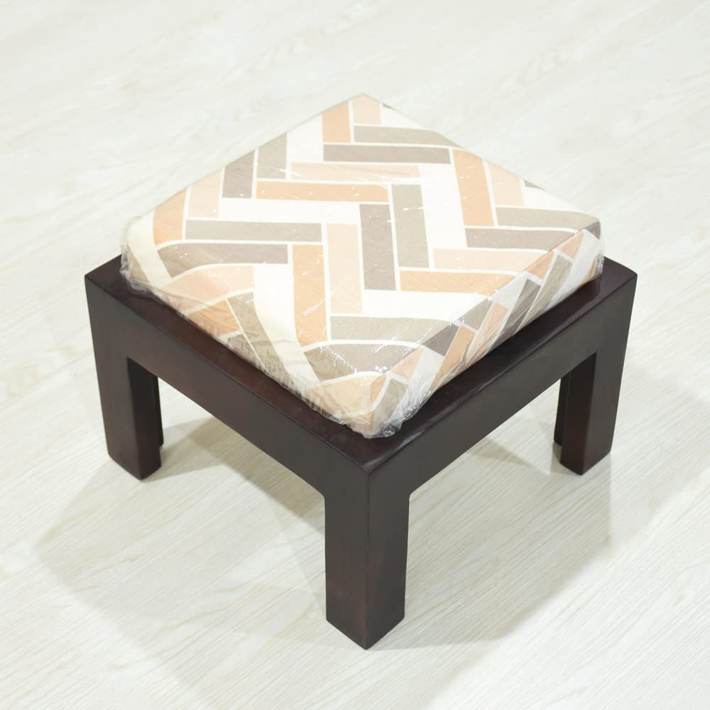 BBH Home's Handmade Light Walnut Rectangular Shaped Mango Wood Stool 14x14x9 Inch AMBBRSST0007