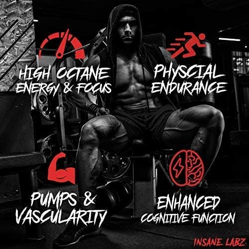 Insane Labz Psychotic Gold, High Stimulant Pre Workout Powder, Extreme Lasting Energy Focus, Pumps and Endurance with Beta Alanine, DMAE Bitartrate, NO Booster (35 Servings, Gummy Candy)