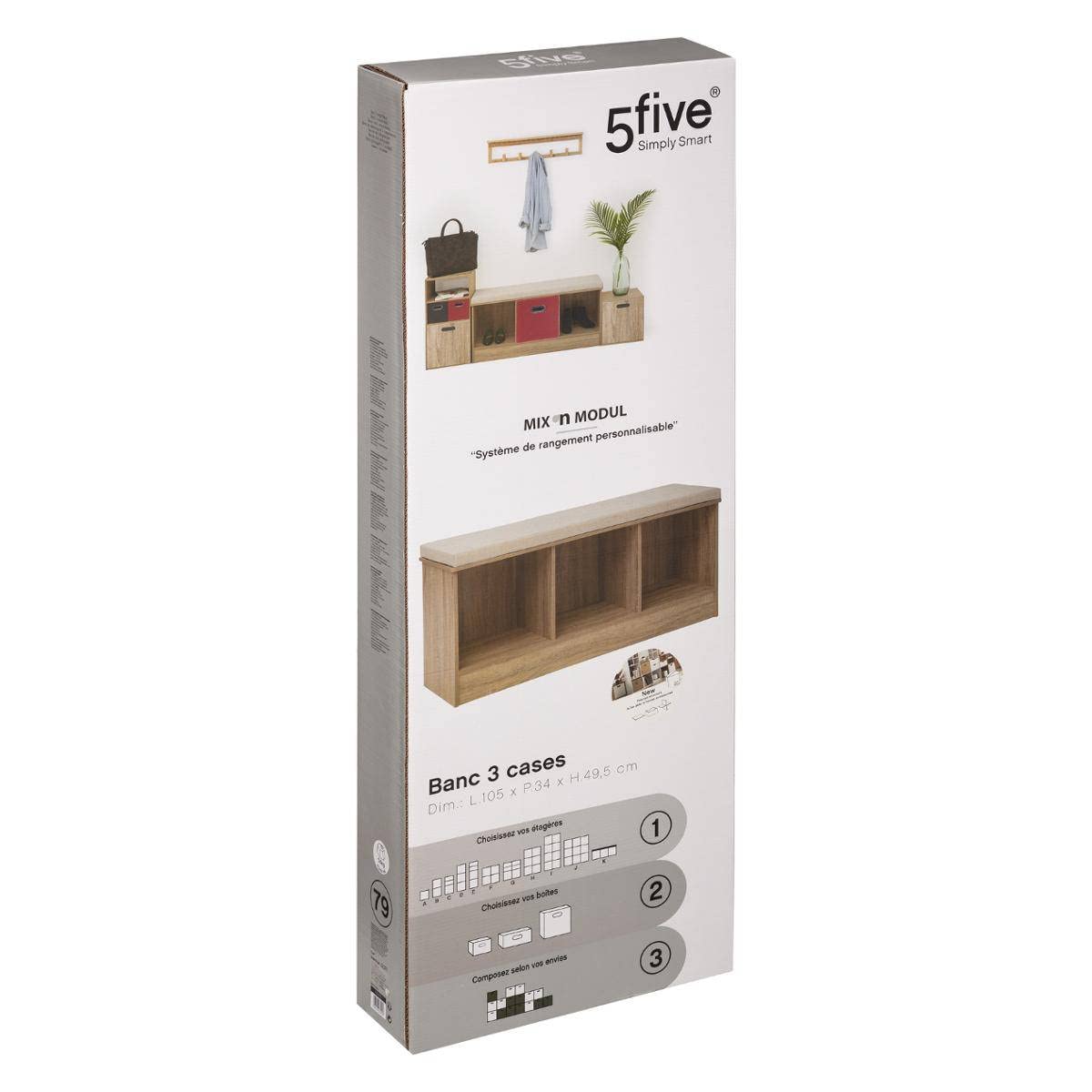 5 five simply smart 5five Bench 3 Cases Mix n Modul Natural Oak Effect