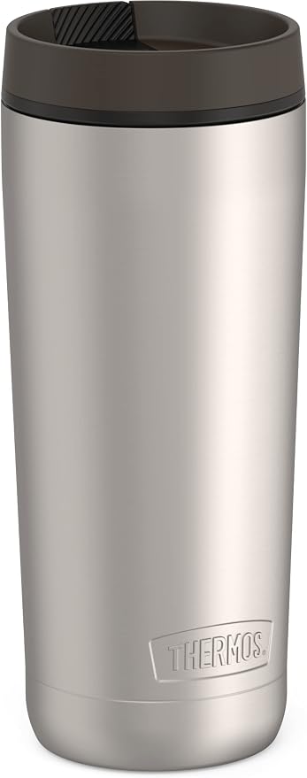 THERMOS ALTA SERIES Stainless Steel Tumbler 18 Ounce, Matte Steel/Espresso Black