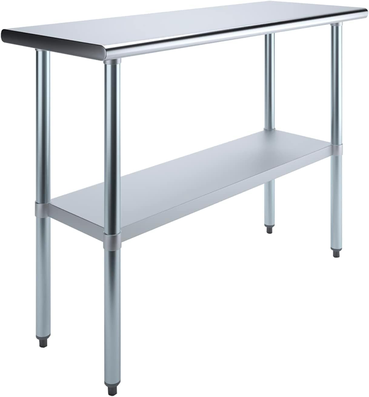 KPS Commercial Stainless Steel Work Prep Table – 18" x 48" NSF Certified Heavy-Duty Table with Adjustable Undershelf for Restaurant, Kitchen, or Garage Use