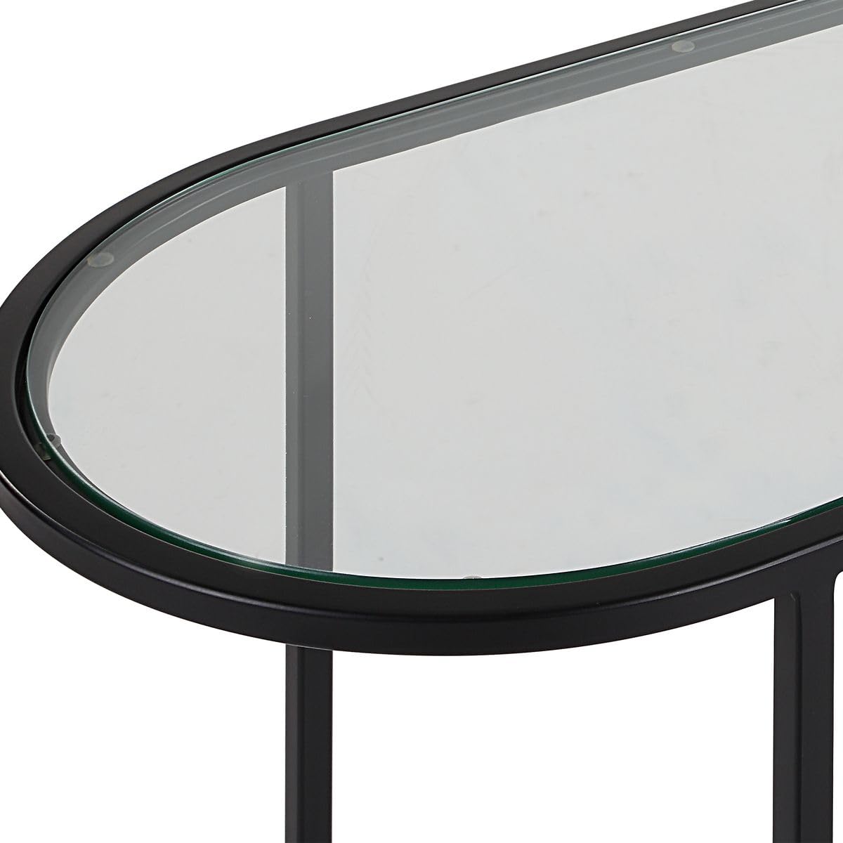 Haus Appeal Apricot Lane Nesting Tables (Set of 2) | Matte Black Finish | Iron/Glass Construction | Transitional Accent Furniture | Ideal for Living Rooms & Family Rooms | W23034