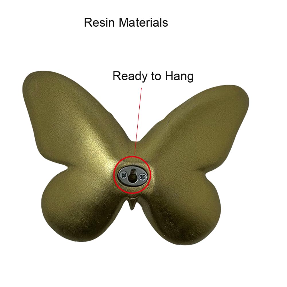 Waowumar Butterfly Wall Decor Rustic Gold Wall Hangings Resin Butterflies Wall Art 5 Pieces