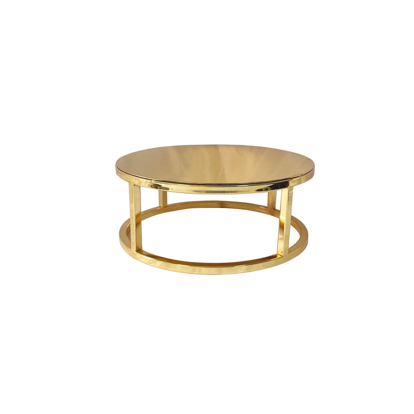 ANGYGH Gold Metal Cake Stand - Round Cupcake Dessert Stand Floating Cake Separator for Valentine's Day & Weddings Birthday Party Baby Shower Display (High 3.93'' Diameter 9.84'')