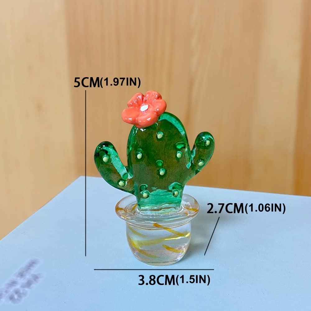JARPSIRY 4PCS Handmade Mini Resin Cactus Cute Miniature Cacti Figurines Home Office Desk Tabletop Simulation Plants Decorations Car Interior Dashboard Ornaments