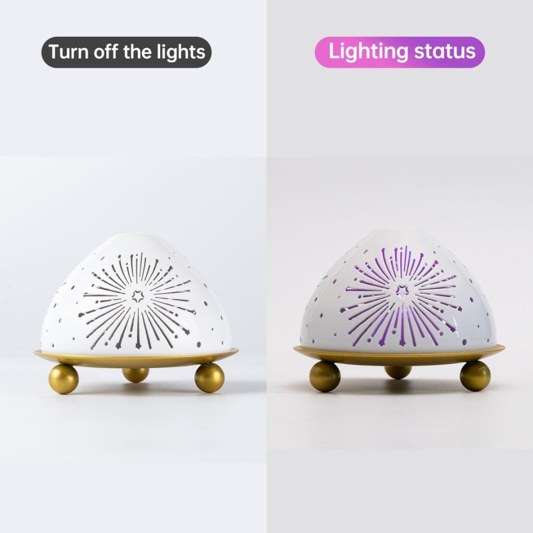 Iron Plate Candle Holder Tea Light Holders with Color-Changing Led Ligh Set of 2 Premium Metal Pillar Candle Holder for LED or Wax Candles,Incense Cones,Spa,Weddings