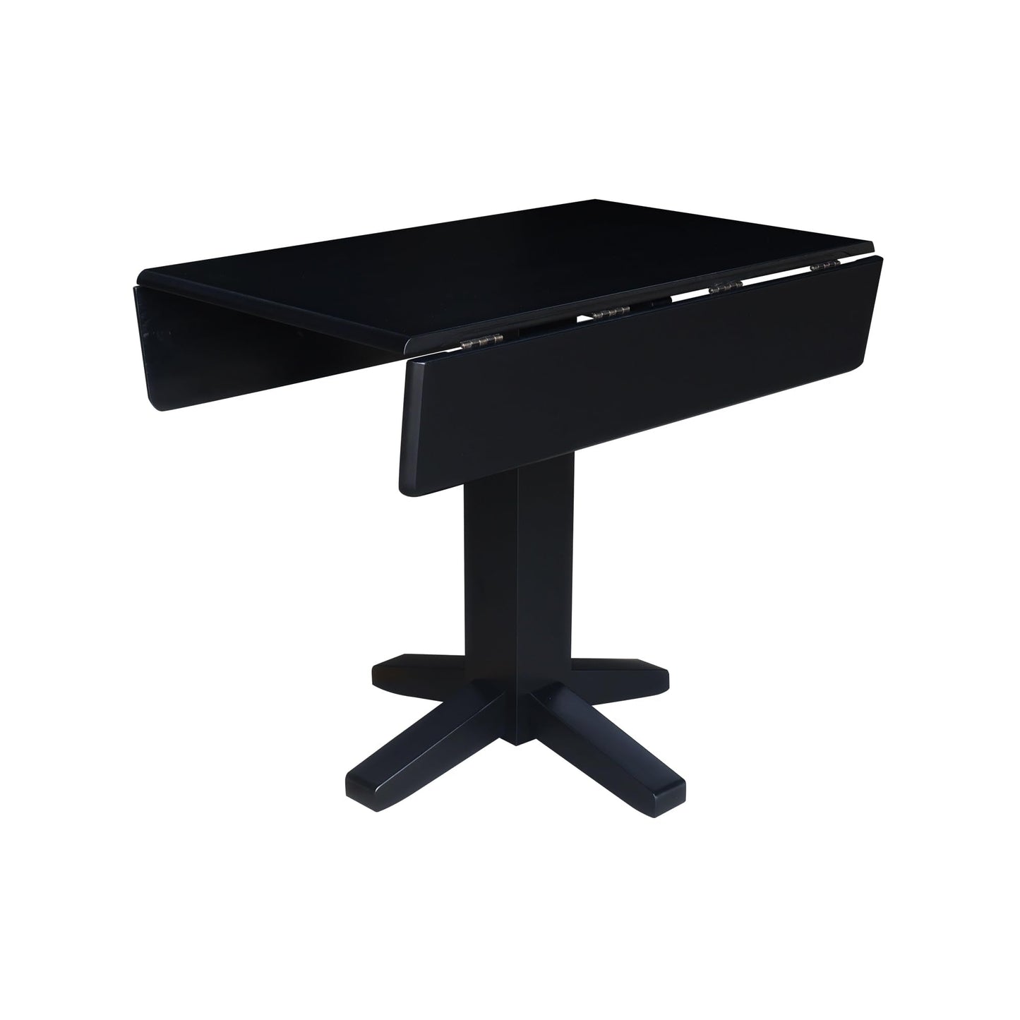 Solid Wood 36" Square Dual Drop Leaf Dining Table, Black