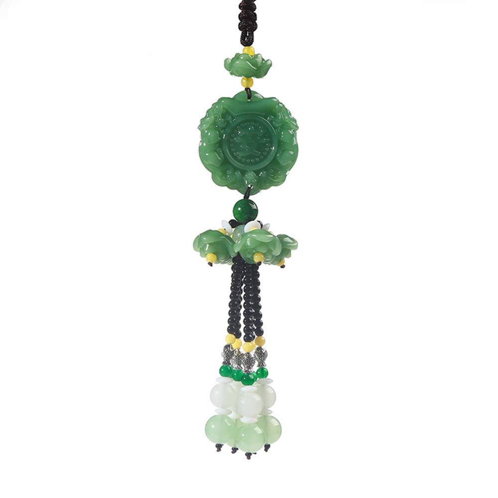 Chinese Traditional Style Green Crystal Hanging Decoration House Door Window Charm Hanging Pendant Amulet Pray for Luck Safety (Lucky and safe)