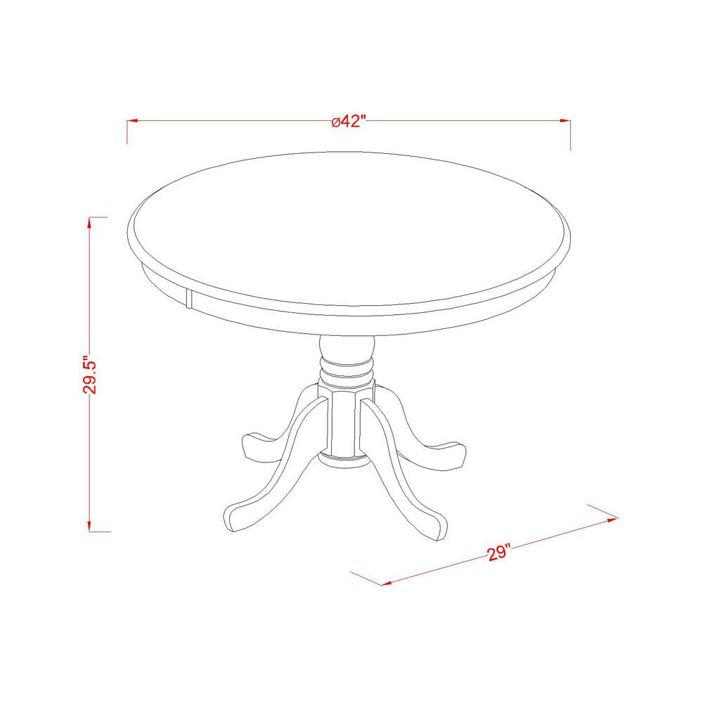 East West Furniture HLKE5-BCH-LC 5 Piece Kitchen Table & Chairs Set Includes a Round Dining Room Table with Pedestal and 4 Faux Leather Upholstered Dining Chairs, 42x42 Inch, Black & Cherry