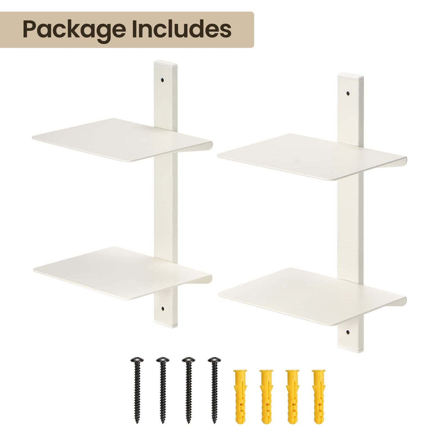 ART-GIFTREE Floating Book Shelves for Wall, 4 Tier Invisible Floating Bookshelf, Vertical Spine Book Tower, Wall Mounted & Space Saving, Heavy Duty Metal Book Organizer for Home Office, 2 Pack White