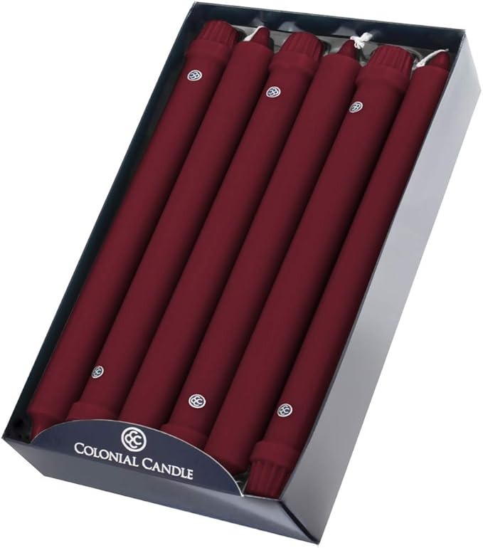 Colonial Candle NCC10.1620 Traditional Cranberry Taper Candles, 10", Maroon, Burgundy, Red