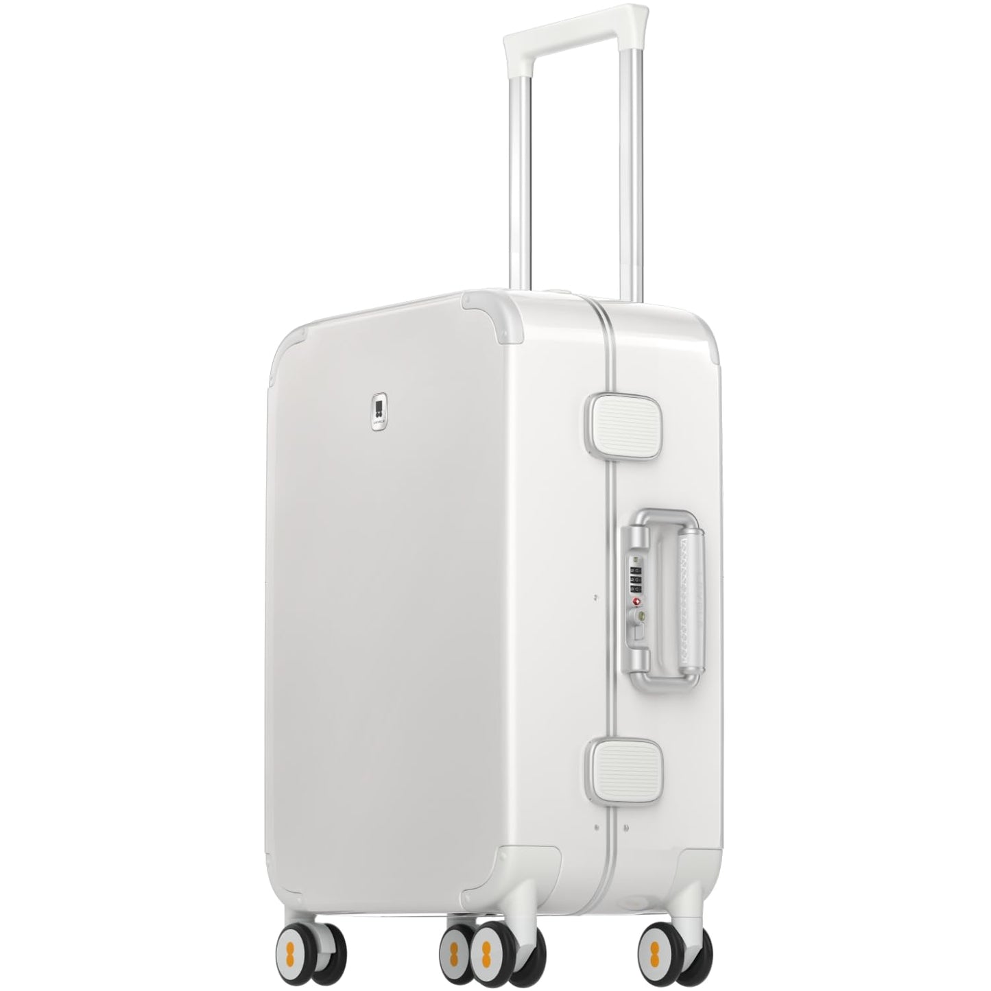 LEVEL8 Zipperless Carry On Luggage Airline Approved with Aluminum Frame, Cute Hardshell Suitcase with Spinner Wheels, Metal Rolling Travel Case with Tsa Locks, 20 Inch, Off White
