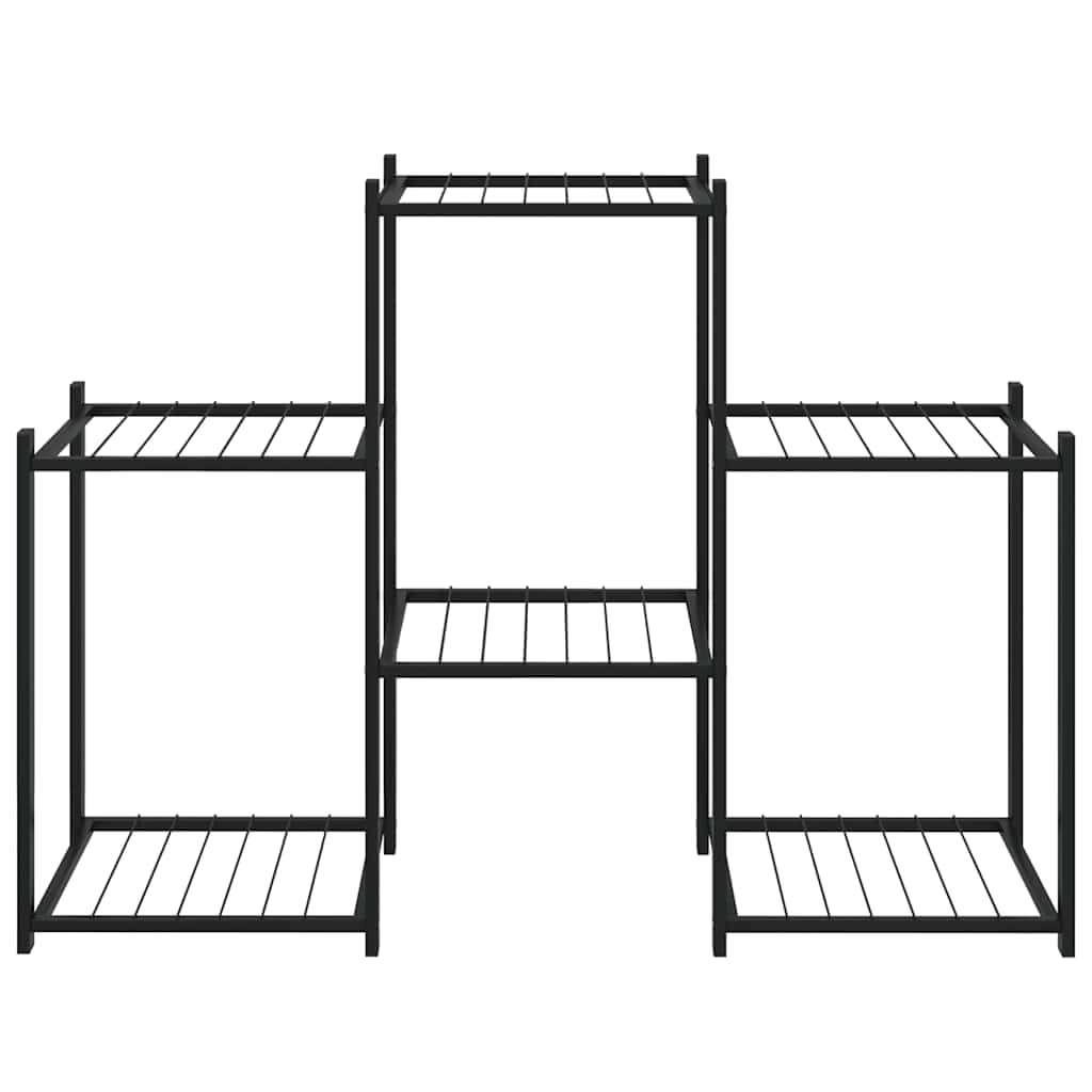 ZXQVLMRS 3-Tier Metal Flower Stand, Rectangular Iron Plant Display Shelf for Indoor Outdoor Garden Balcony Living Room, Stable Pot Holder Rack, Black